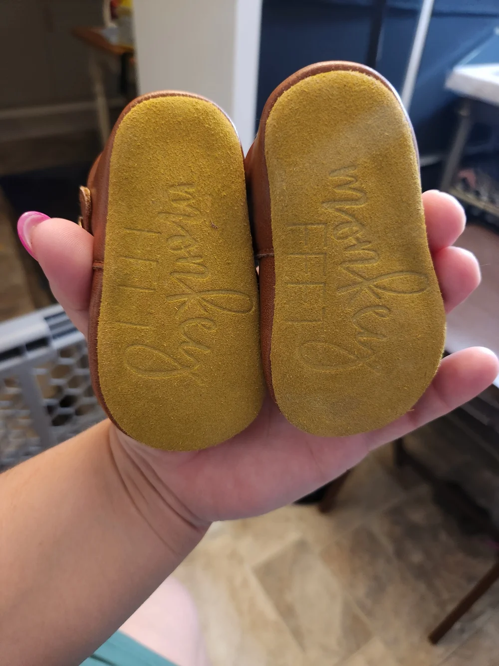 Monkey Feet Tan T-Strap Baby Walker Shoes